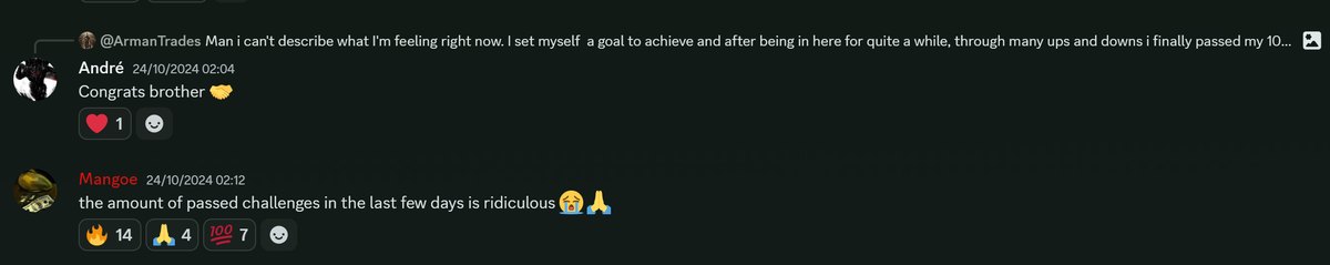 Mangoe's message in the server about members passing challenges
