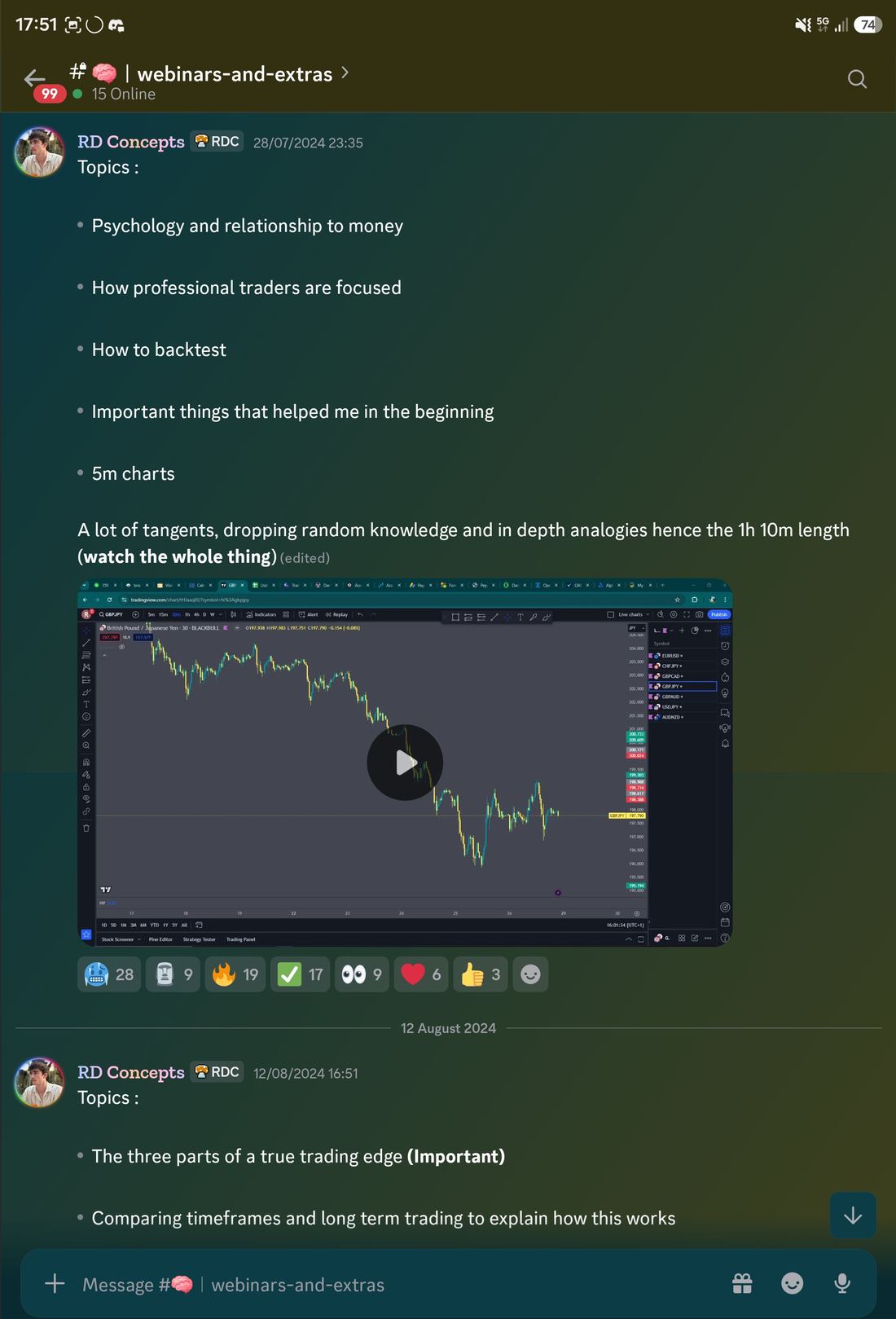 Discord: a monthly psychology webinar with the topic list and member reactions