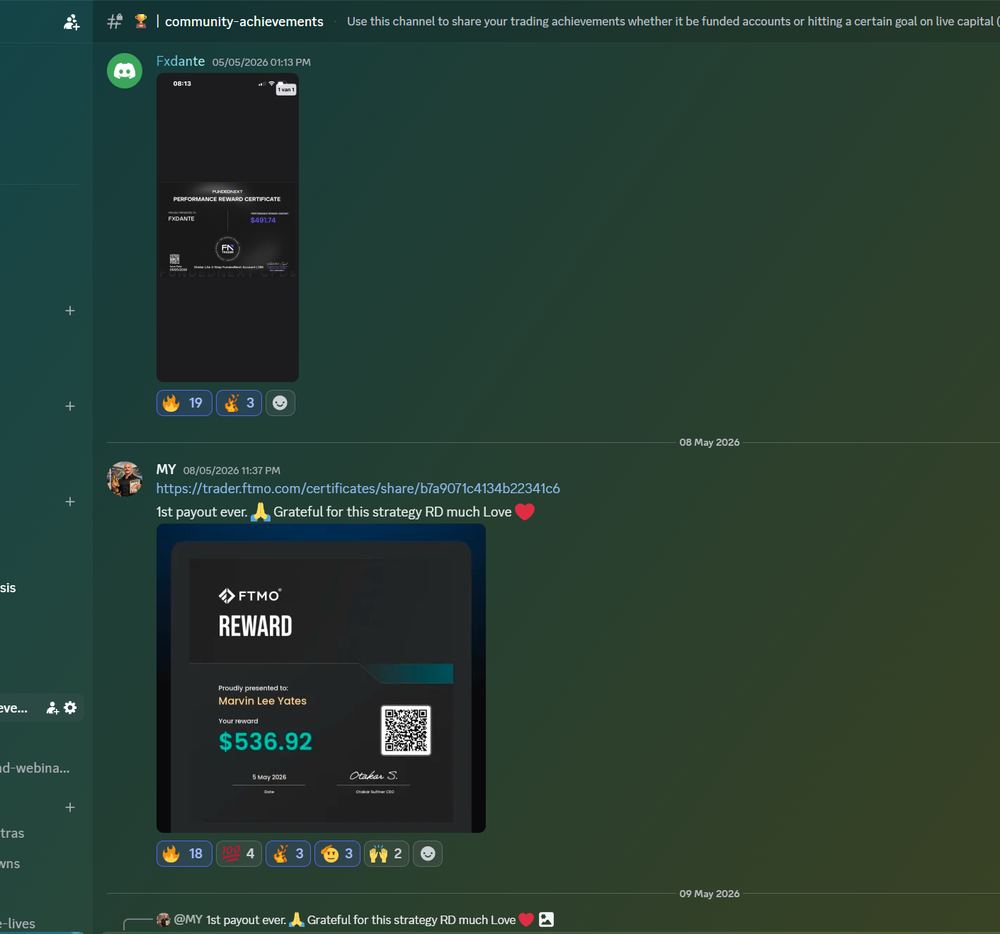 Member result posted in the Discord