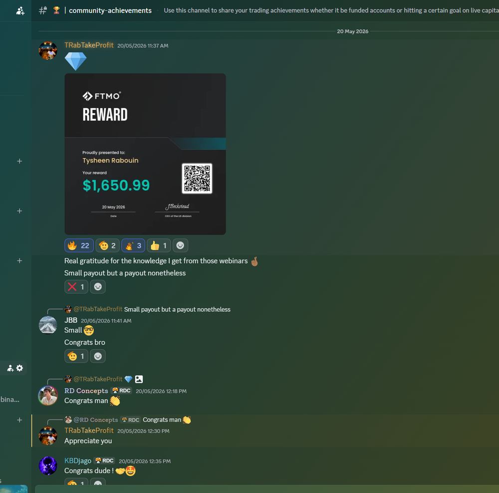 Member result posted in the Discord