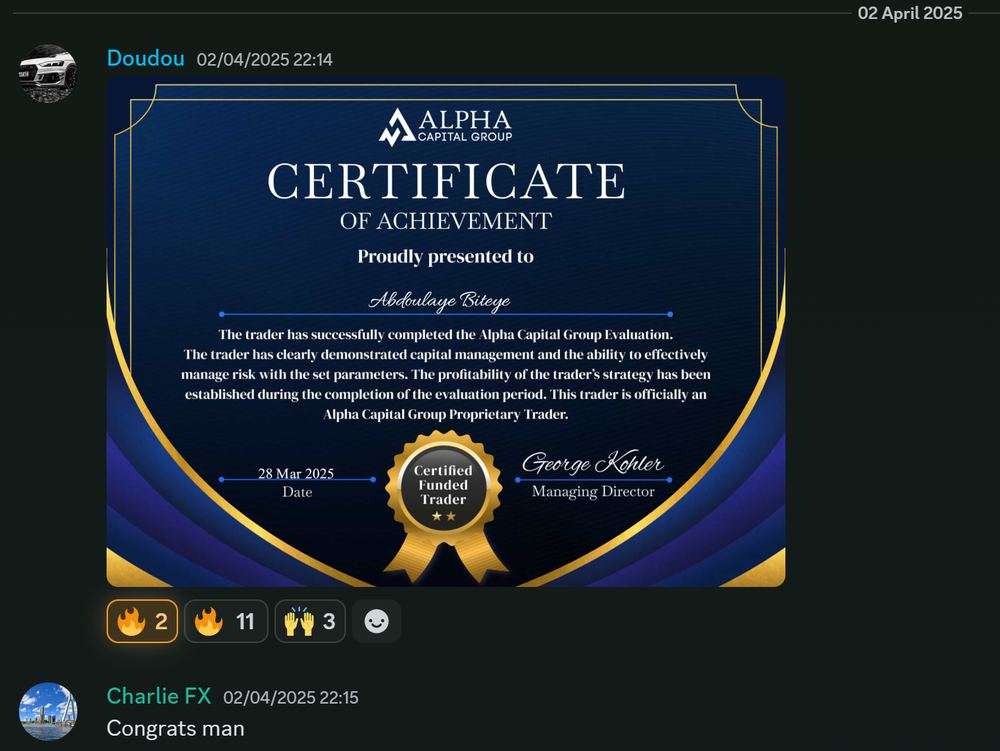 Member result posted in the Discord