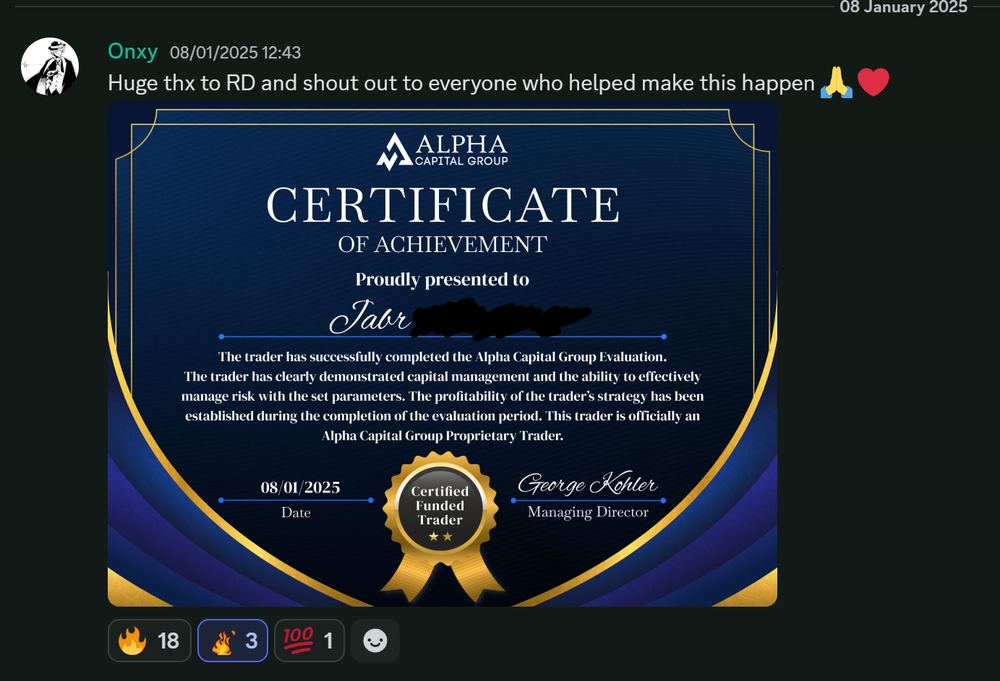 Member result posted in the Discord