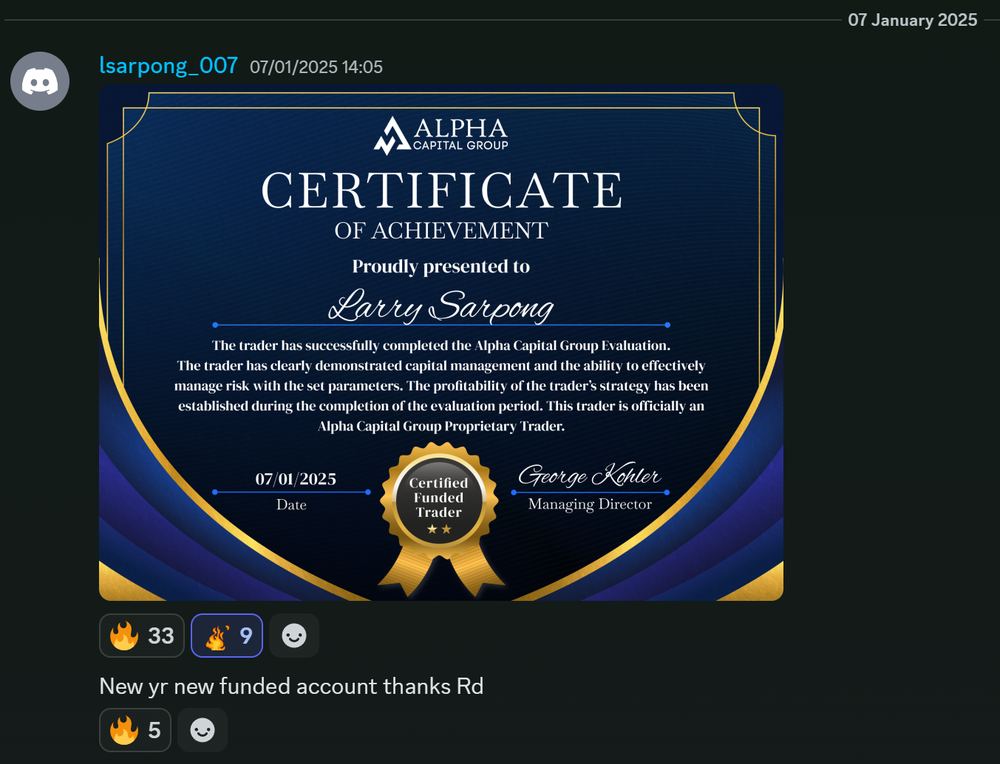 Member result posted in the Discord