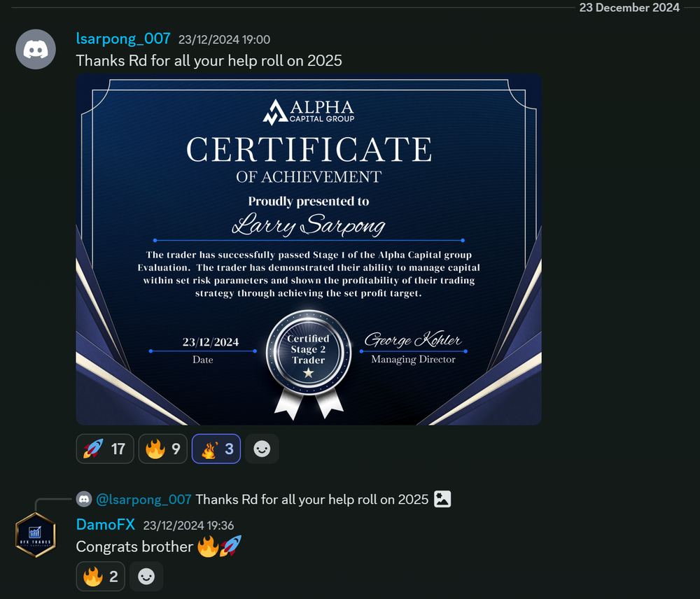Member result posted in the Discord