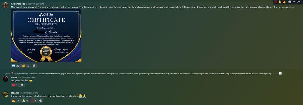 Member result posted in the Discord
