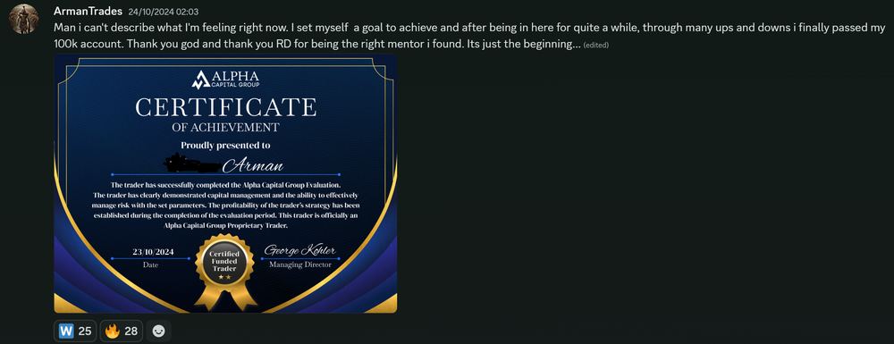 Member result posted in the Discord