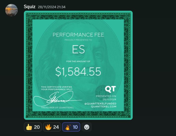Member result posted in the Discord