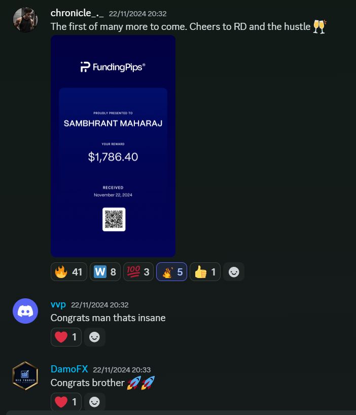 Member result posted in the Discord
