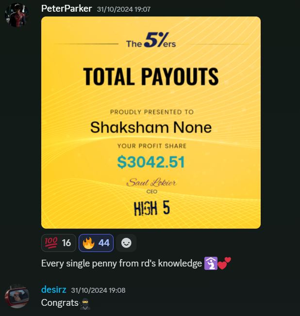 Member result posted in the Discord