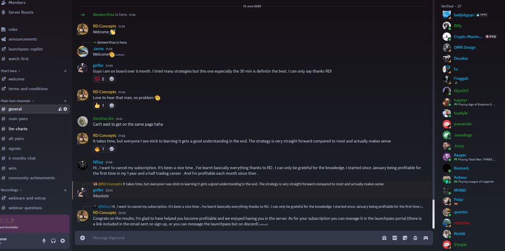 Member result posted in the Discord