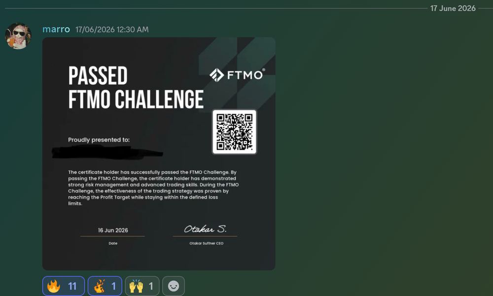 Member result posted in the Discord