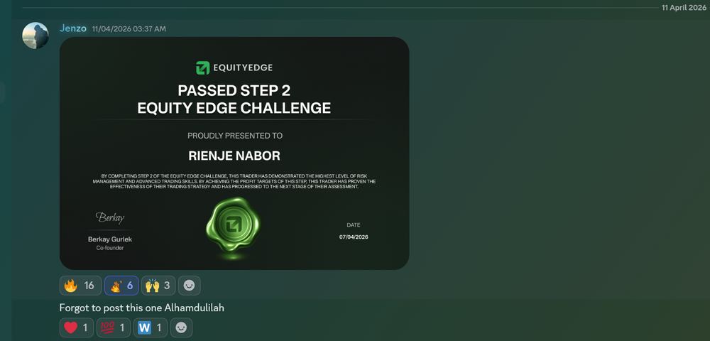 Member result posted in the Discord