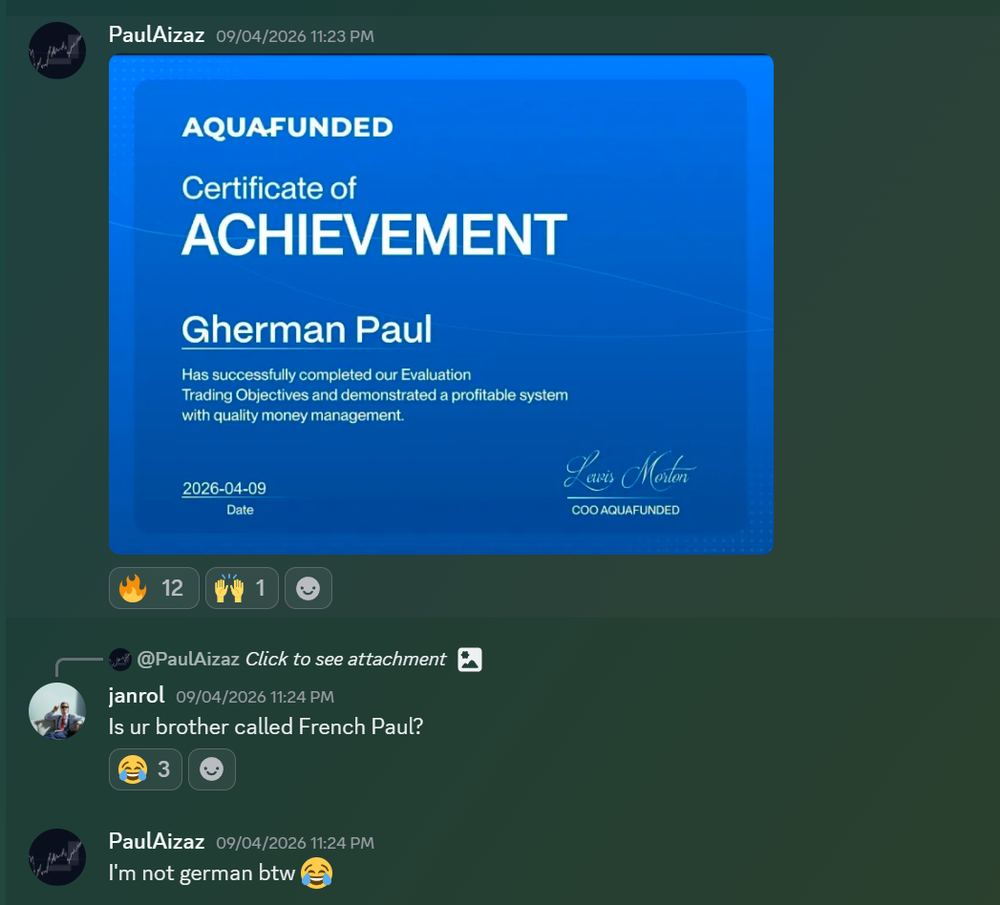 Member result posted in the Discord