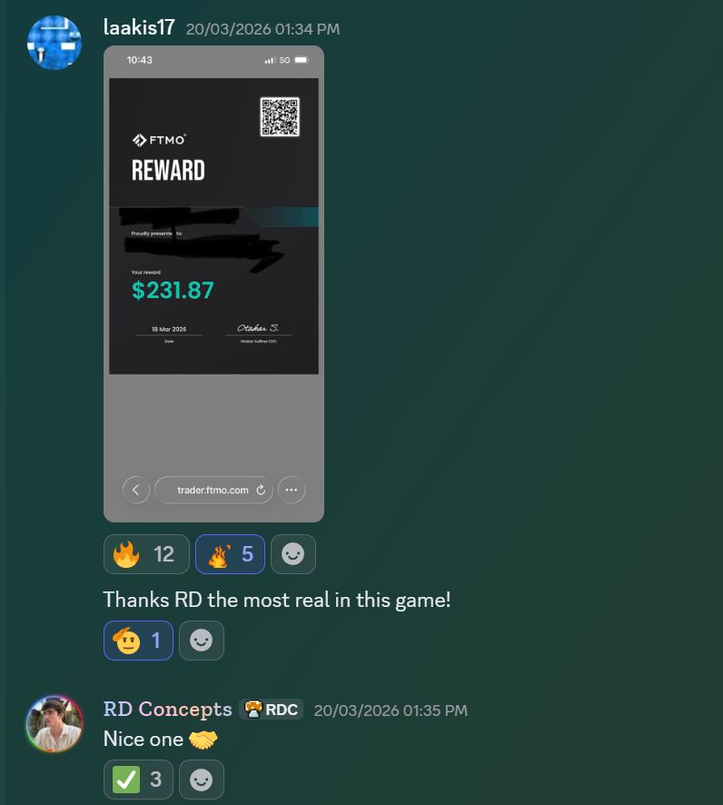 Member result posted in the Discord