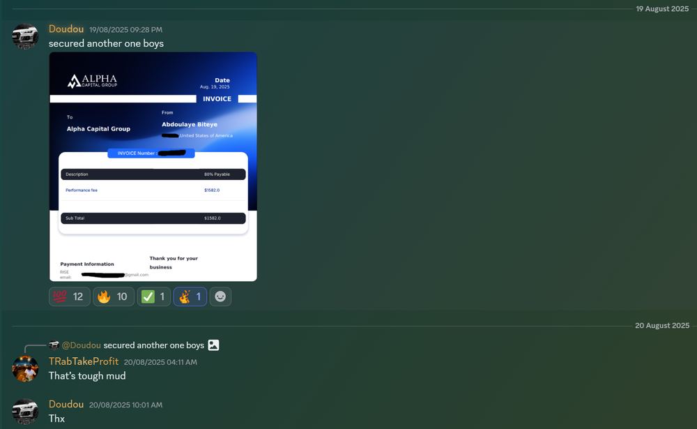 Member result posted in the Discord