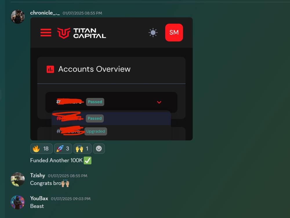 Member result posted in the Discord