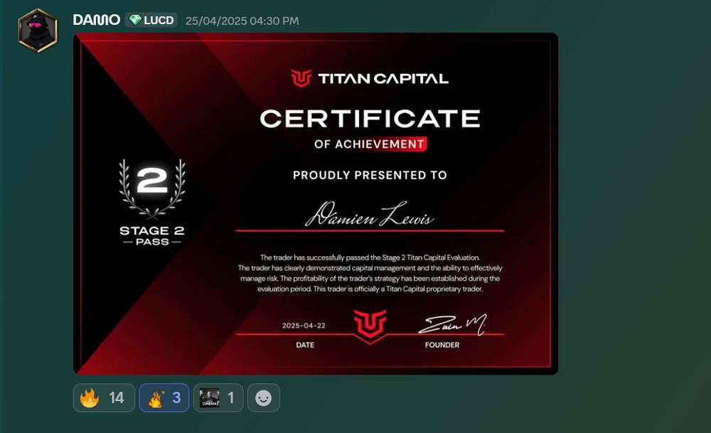 Member result posted in the Discord