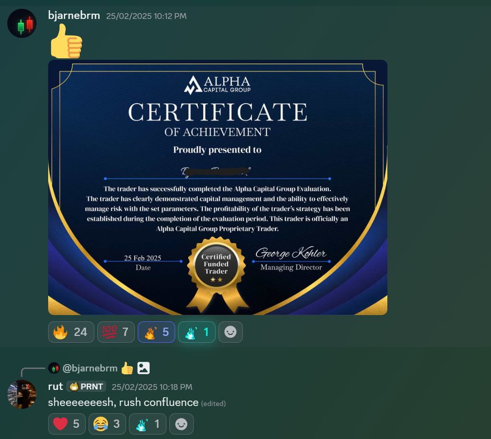 Member result posted in the Discord