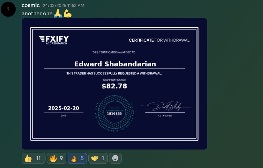 Member result posted in the Discord