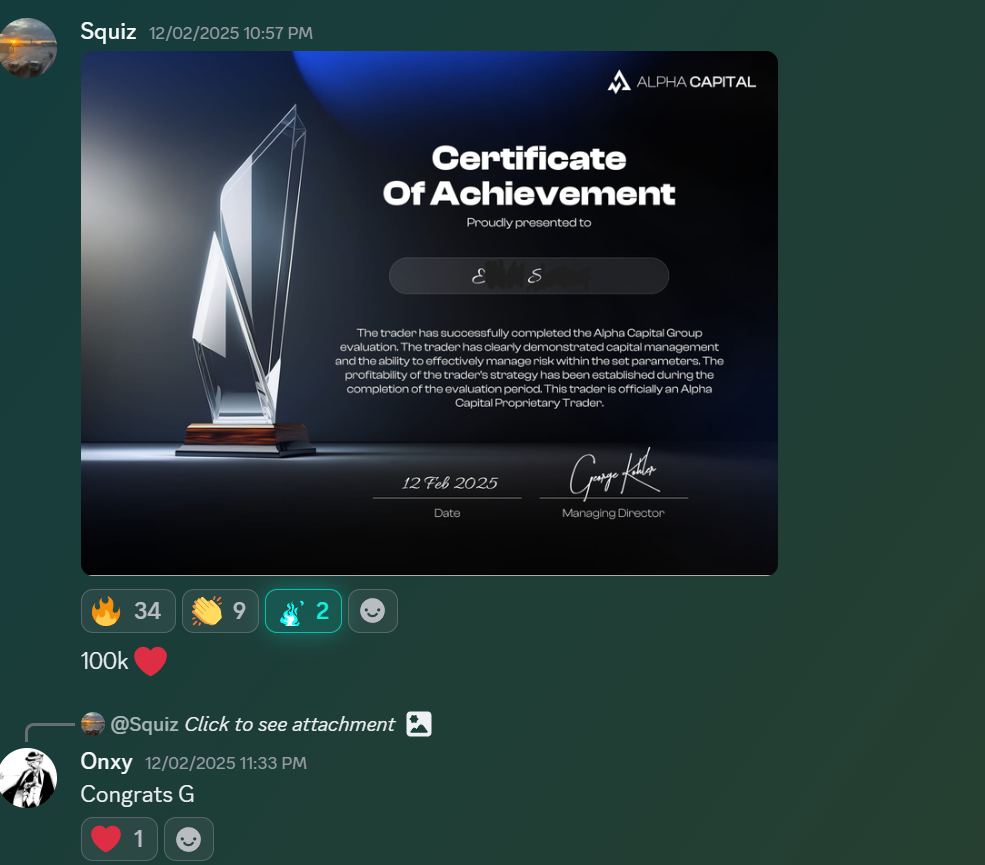 Member result posted in the Discord