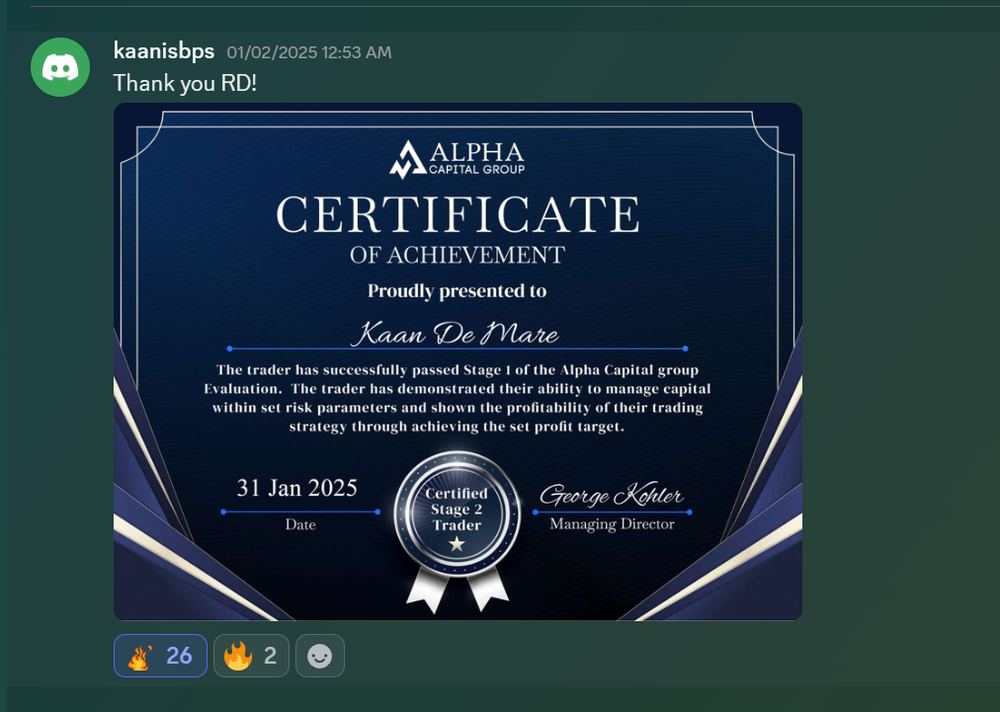 Member result posted in the Discord