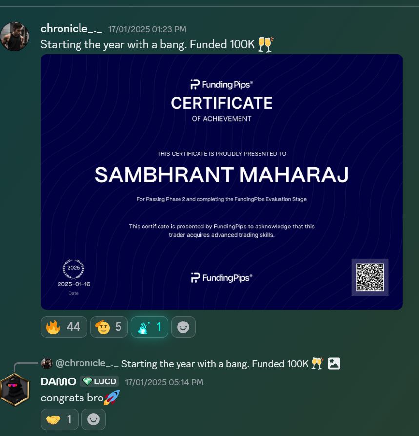 Member result posted in the Discord