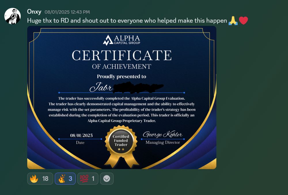 Member result posted in the Discord
