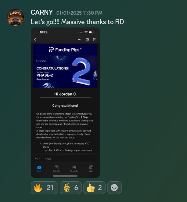 Member result posted in the Discord