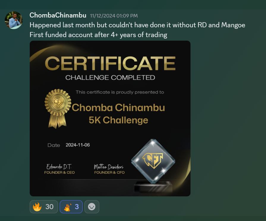 Member result posted in the Discord