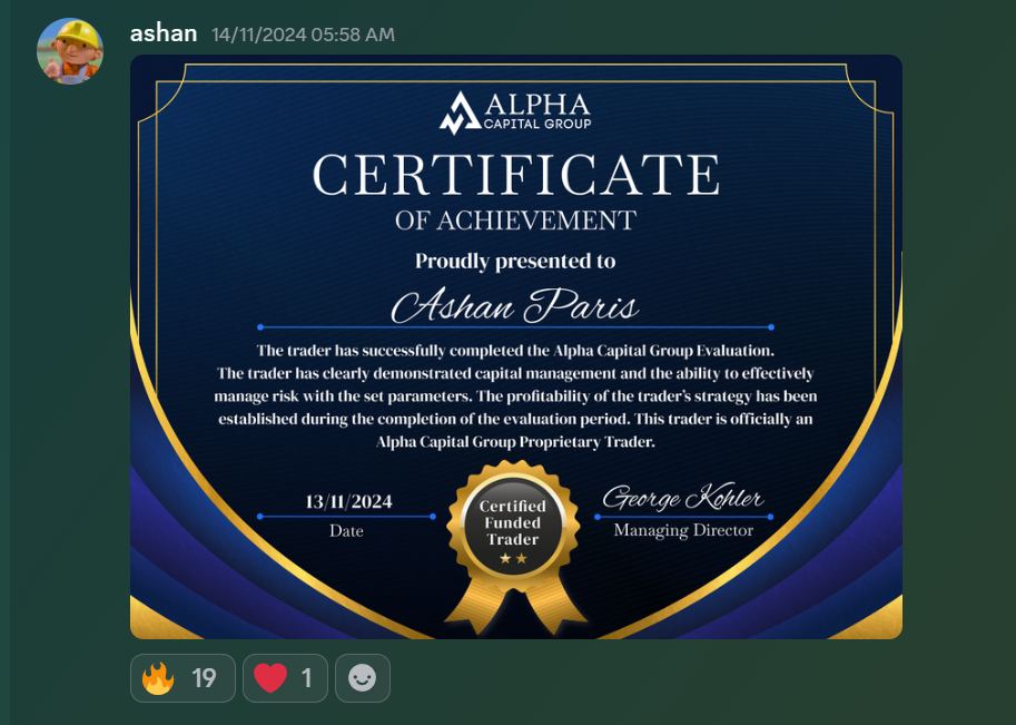 Member result posted in the Discord