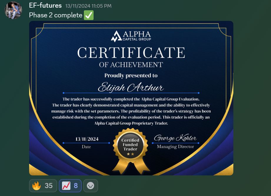 Member result posted in the Discord