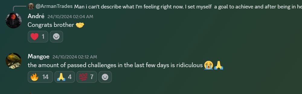 Member result posted in the Discord