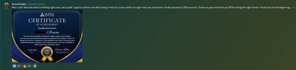 Member result posted in the Discord