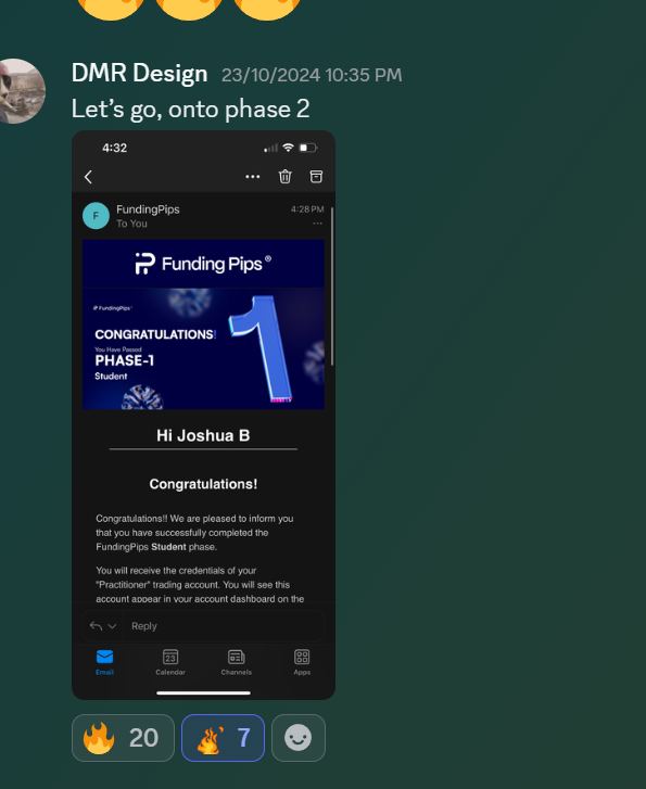 Member result posted in the Discord