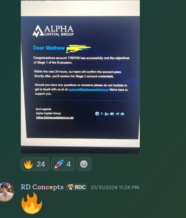 Member result posted in the Discord